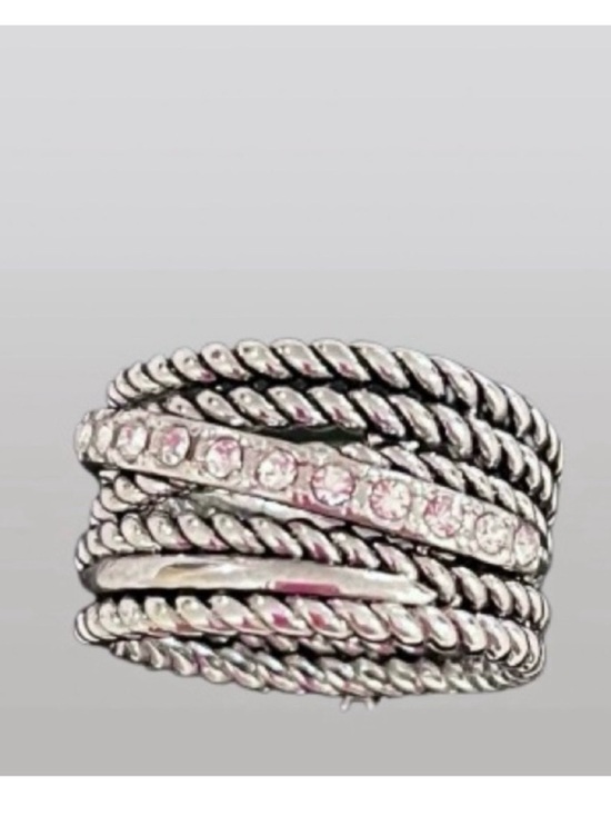 INC International Concepts Jewelry - I.N.C. International Concepts Textured Pavé Crossover Ring. Size: 6